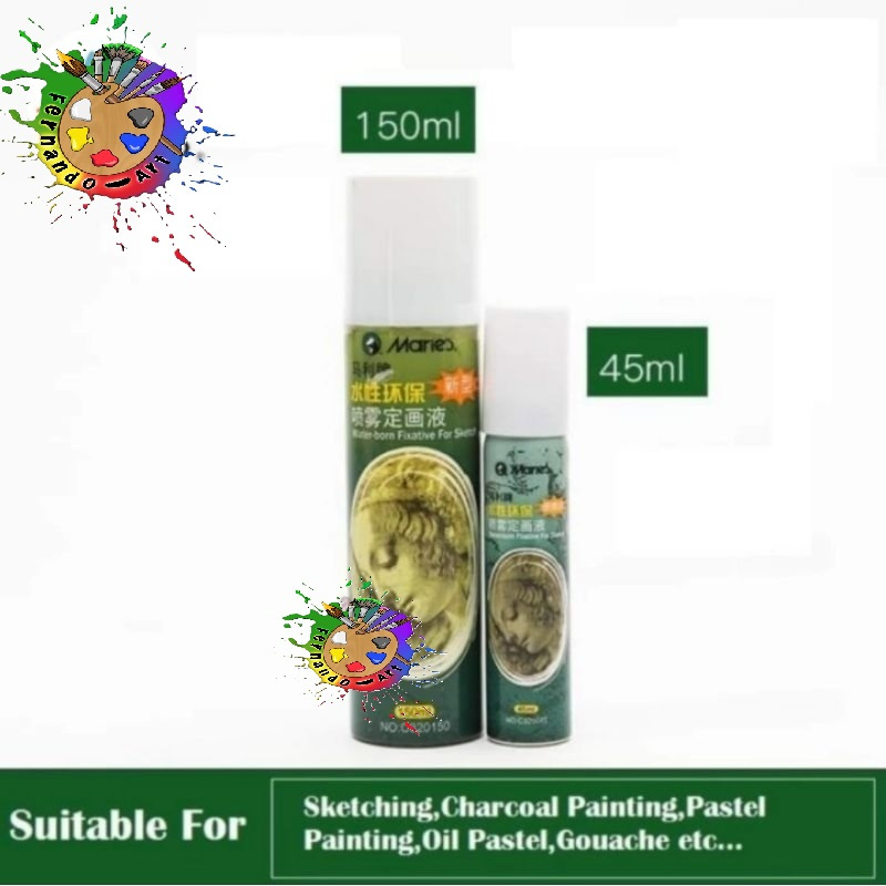 

Maries Fixative Spray Water Based untuk melindungi Sketch / Gouache / Cat Air