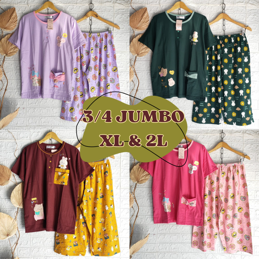 [COD]ALTA. Babydoll Anne Claire 3/4 JUMBO XL & 2L Lengan Pendek Celana Pendek Baju Tidur Kaos Wanita
