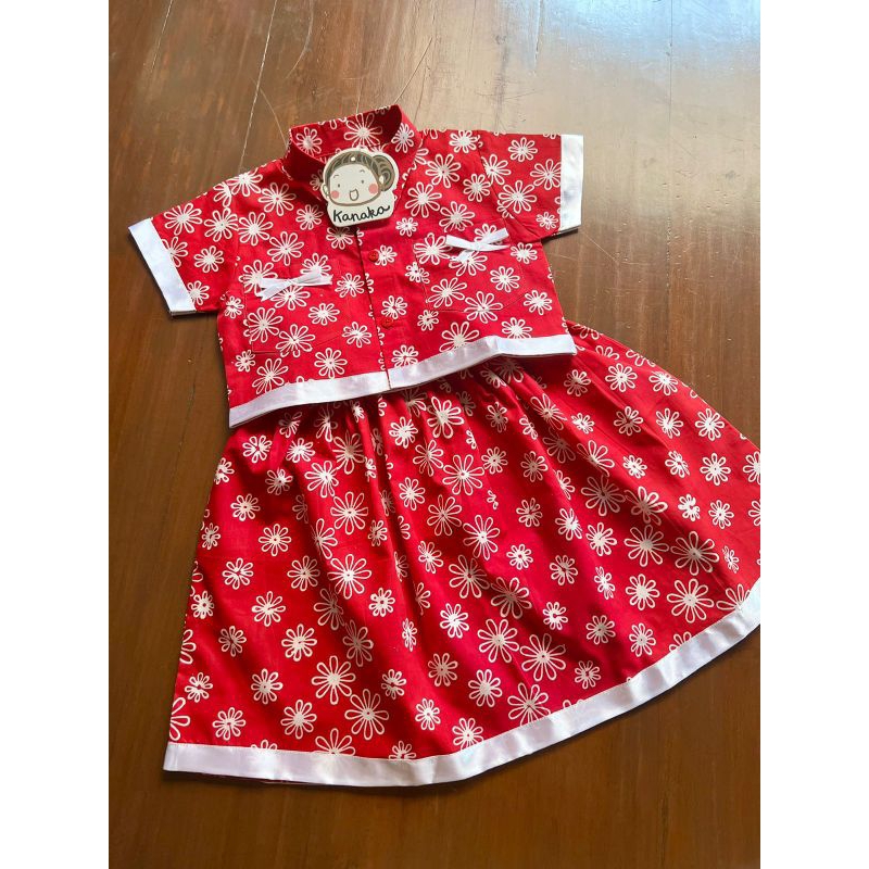 Batik Anak Jolie Daisy Red Set