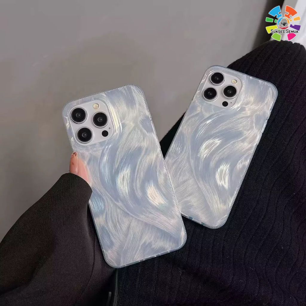CLARITY Swirl Hologram Case Silver Textured - Hardcase/ Casing Compatible For Xiaomi Redmi Note 7 8 