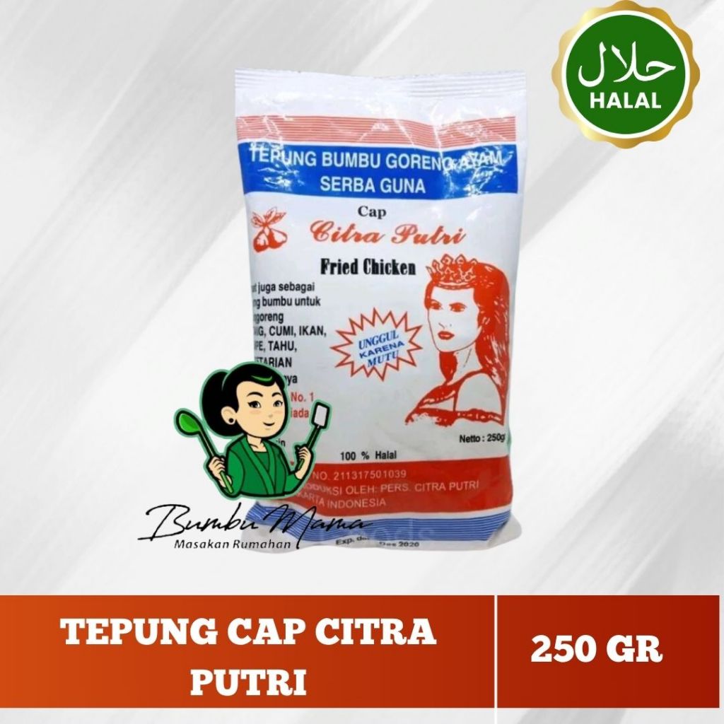 

Tepung Citra Putri 250gr / Tepung Bumbu Goreng Ayam Serbaguna