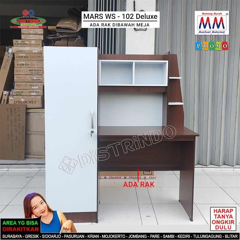 Meja Belajar Minimalis / Meja Kerja / Meja Belajar Lemari Rak