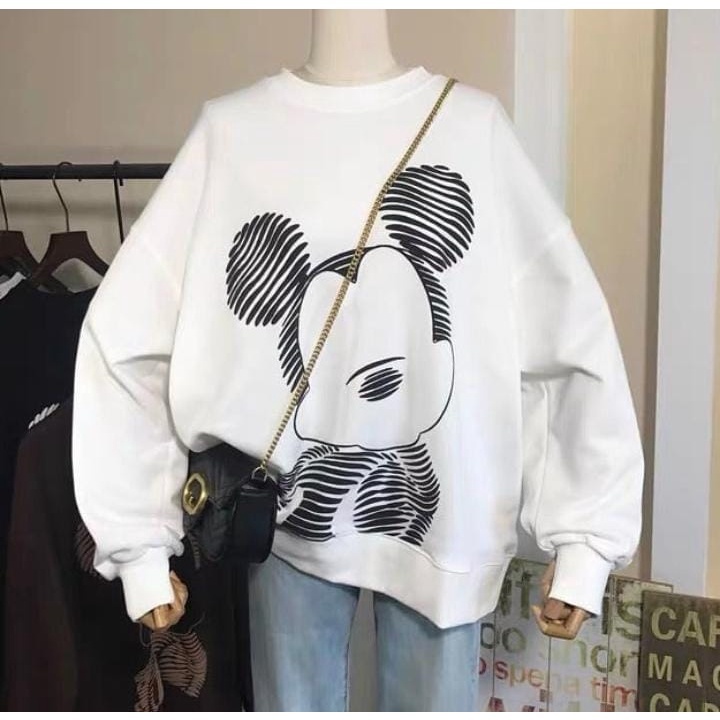 SWEATER MICKY MOUSE OVERSIZE HOODIE WANITA