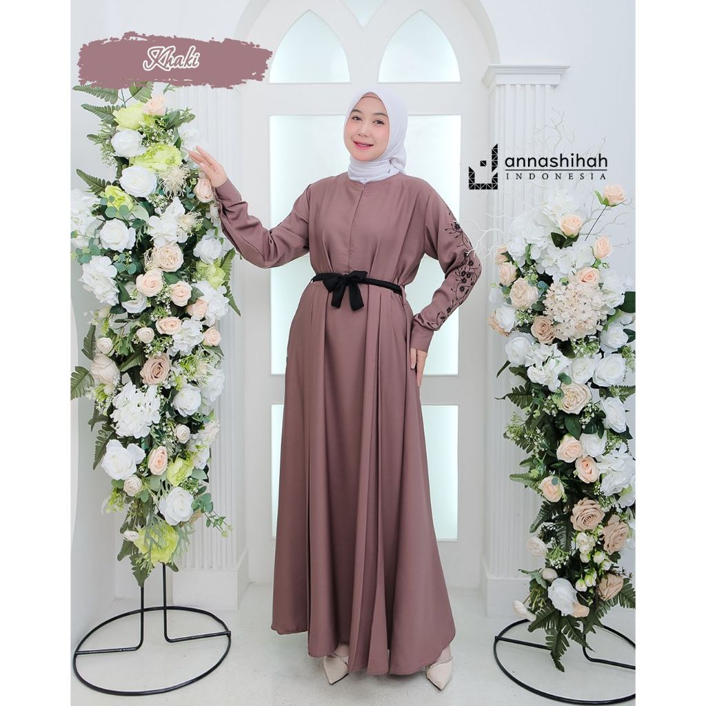 GAMIS LARAS BY ANNASIHAH LENGAN APLIKASI BORDIR SYARI YORIS FLOWLY