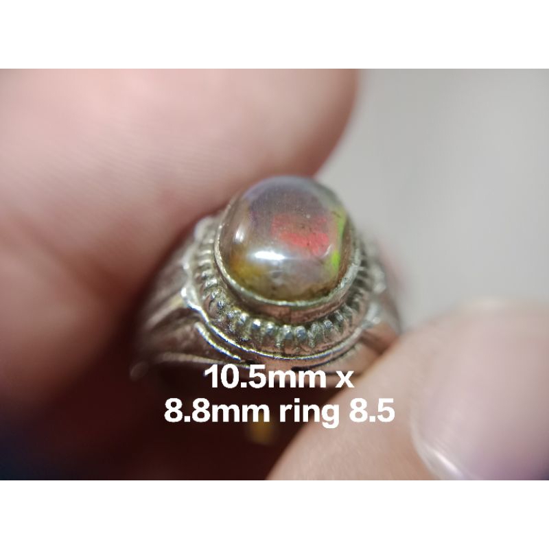 batu alam kalimaya Banten teh jarong tanpa senter 10.5mm x 8.8mm ring 8.5