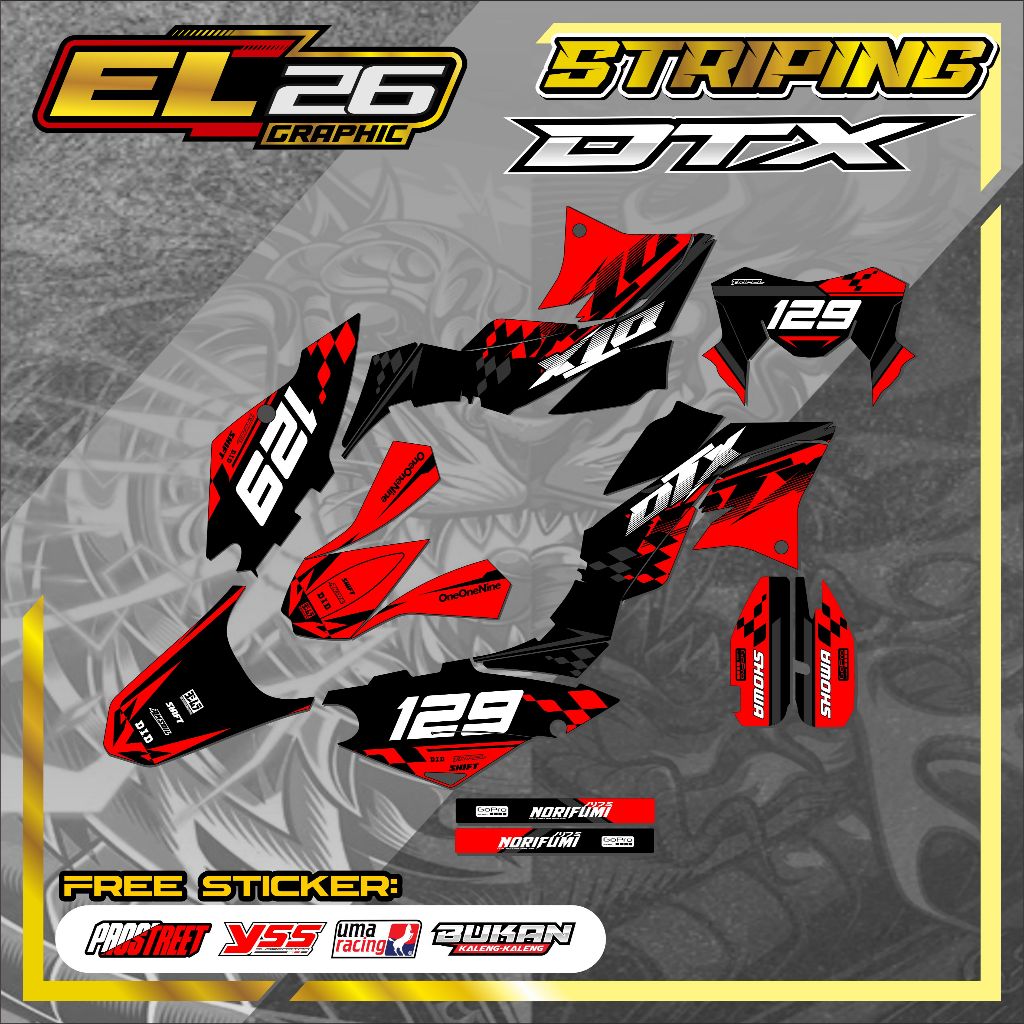 452 DECAL STICKER KAWASAKI DTX - DECAL KAWASAKI DTX MOTIF RACING