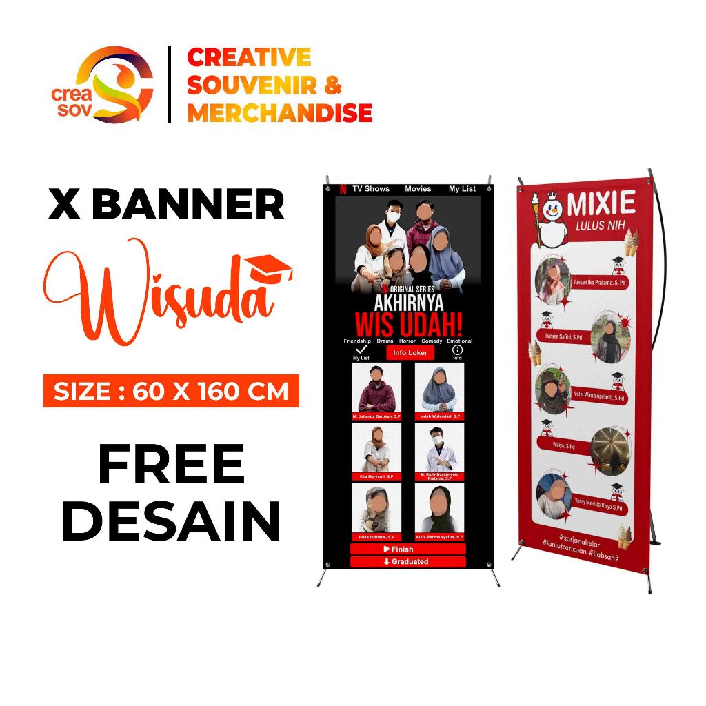 Creasov, Banner Wisuda Custom, Cetak X banner Wisuda, Banner seminar, Banner Sidang Banner Skripsi, 