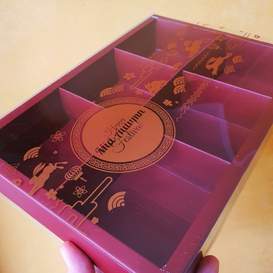 

(5Pcs) Dus hampers mika kue bulan 100gr sekat box packaging kotak mooncake warna marun