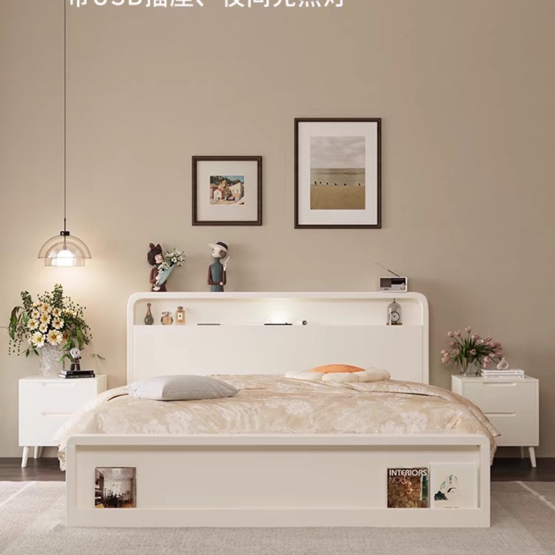 Tempat Tidur Minimalis Duco Putih Laci Divan Laci