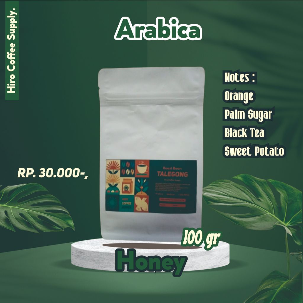 

Kopi Arabika Honey Talegong | Roast Bean Arabica 100 gr By Hiro Coffee Supply