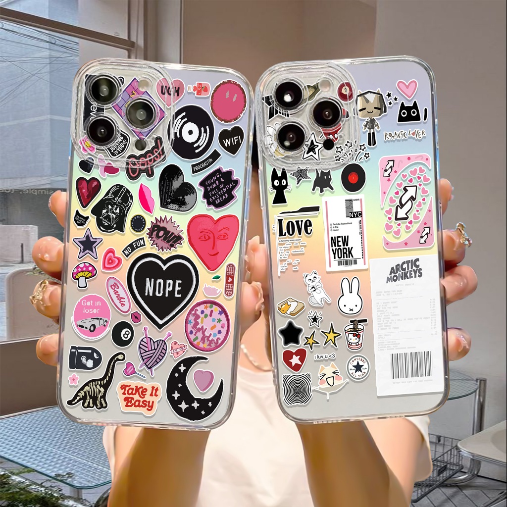 Case Hologram REALME 10 C15 C33 Motif ( 3D RANDOM LUCU ) Softcase Hologram Bening Tebal - Clear Case