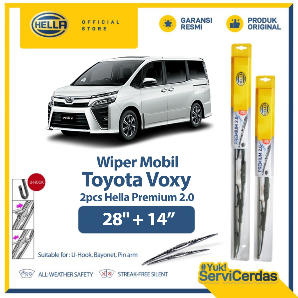 Wiper Mobil TOYOTA Voxy 28” + 14” (2pcs) - HELLA Premium 2.0