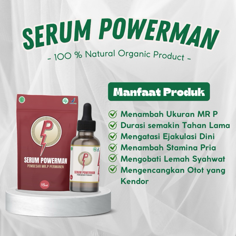 POWERMAN SERUM Serum Pembesar Mr.P - Serum Permanen Minyak Oles Pijat P Alami Aman Tanpa Efek Sampin