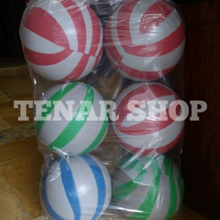 KODE N53O bola plastik loreng  bola ringan ukuran besar  bola sepak plastik isi 6pcs