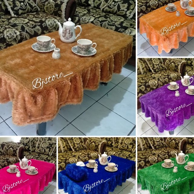 KP8 1kg 4pcs Taplak Meja Ruang Tamu Rumbai Ukuran 1x5 cm  Taplak Meja Bulu  Taplak Meja Mewah