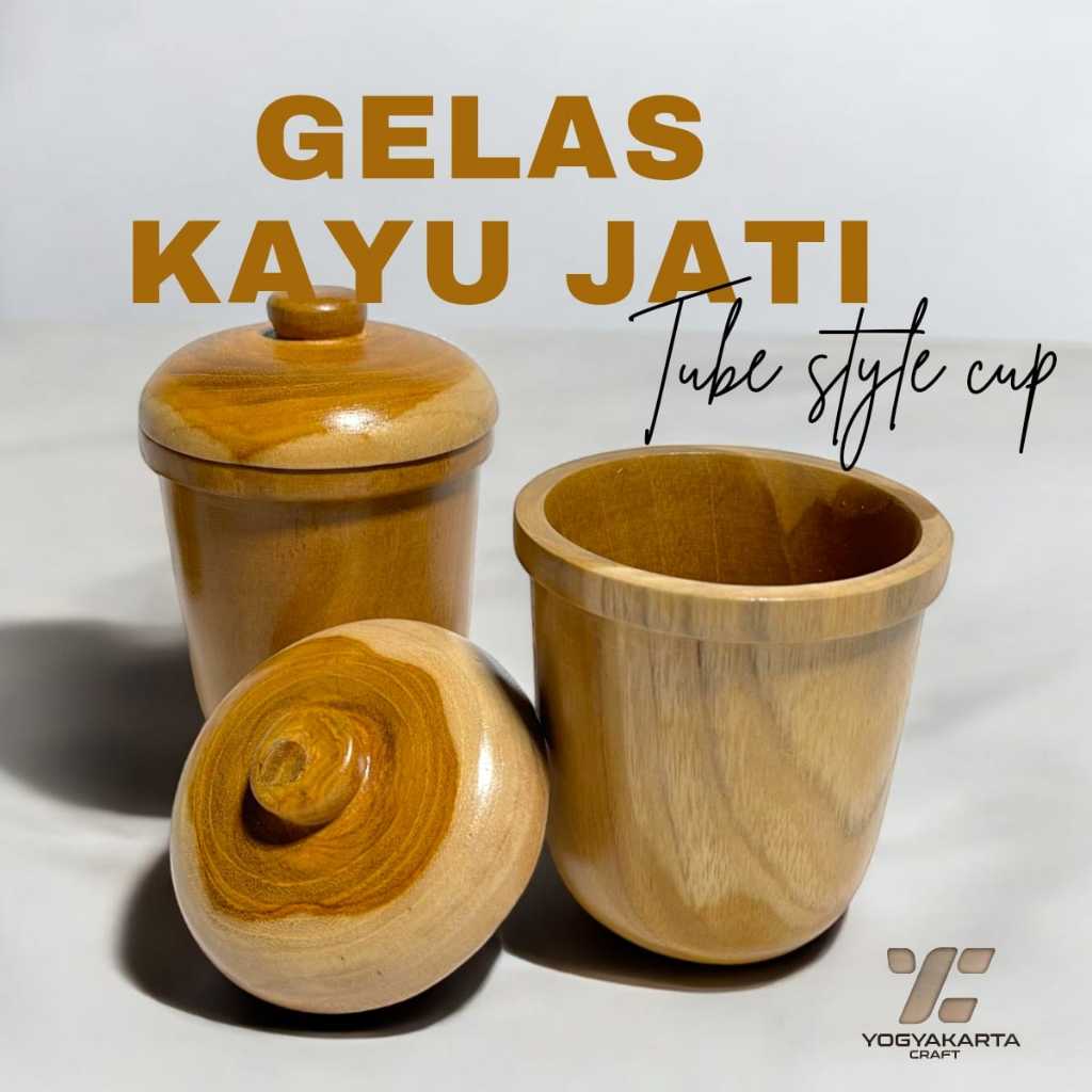 GELAS KAYU JATI model tabung PREMIUM ,Gelas Teh_kopi