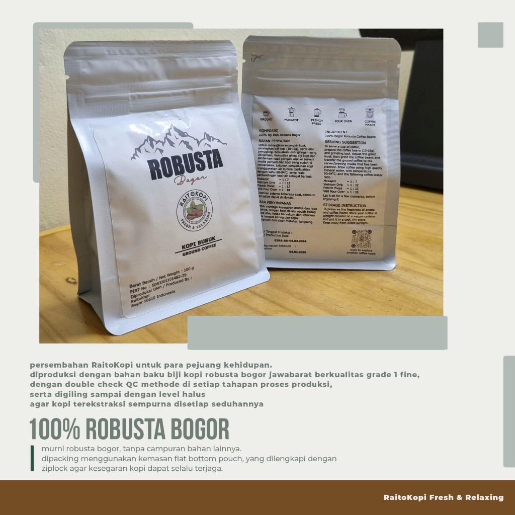 

Kopi Robusta Bogor Natural - RaitoKopi - Kopi Bubuk 100 gram