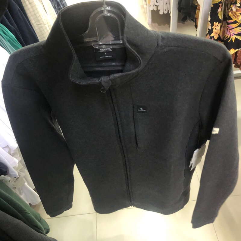 jaket pria rip curl original vapoorcool zip thru crew blak marle