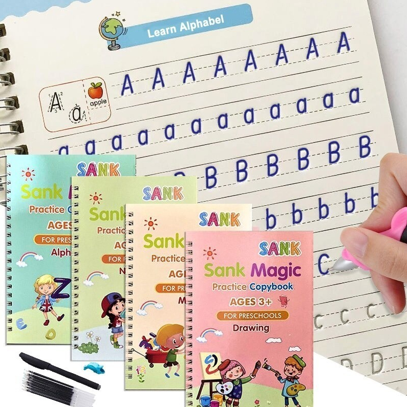 

Buku Belajar 1 Set Isi 4 Buku Dan Pulpen Sank Magic Practice Book / Buku Edukasi Anak Cerdas Pintar