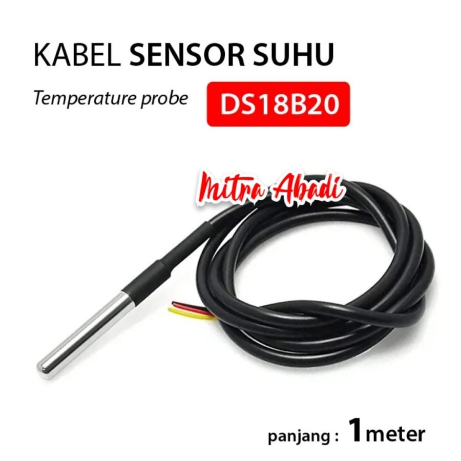 Kabel Sensor Suhu DS18B20 / Temperature Sensor Probe 18B20 Waterproof Stainless Steel