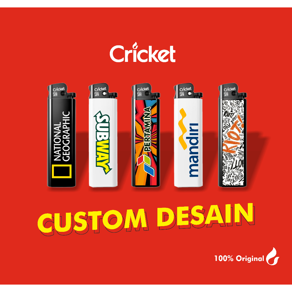 Korek Api CRICKET Custom / Korek Souvenir Custom Sablon grosir partai / Korek Api DTF UV