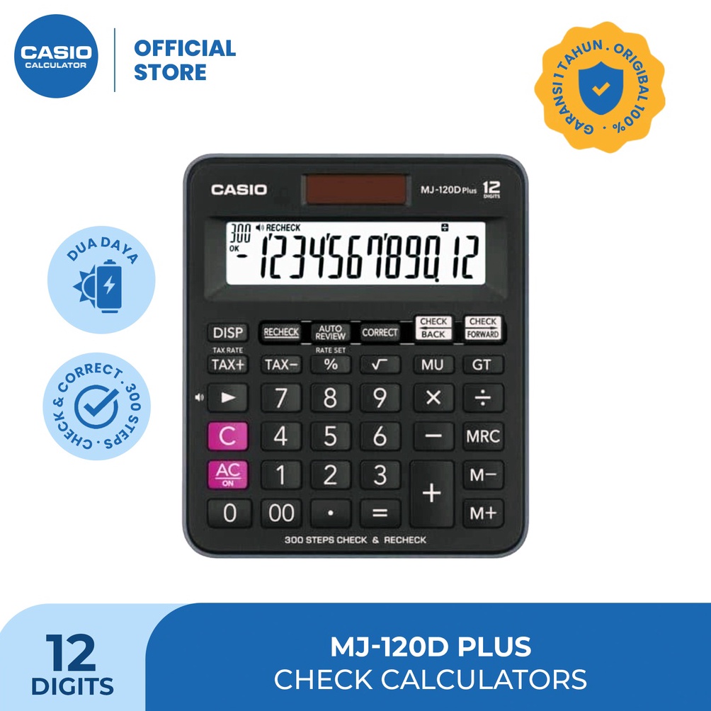 

KODE Q87E CASIO KALKULATOR MJ12DPLUS Kalkulator TokoDagang Fungsi Recheck 12 digit