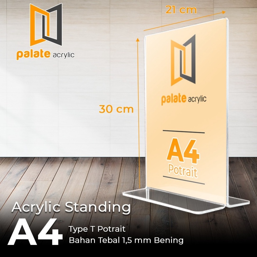 

KODE T77T AKRILIK DISPLAY A4 T PORTRAIT TEMPAT BROSUR TENT CARD ACRYLIC 15MM