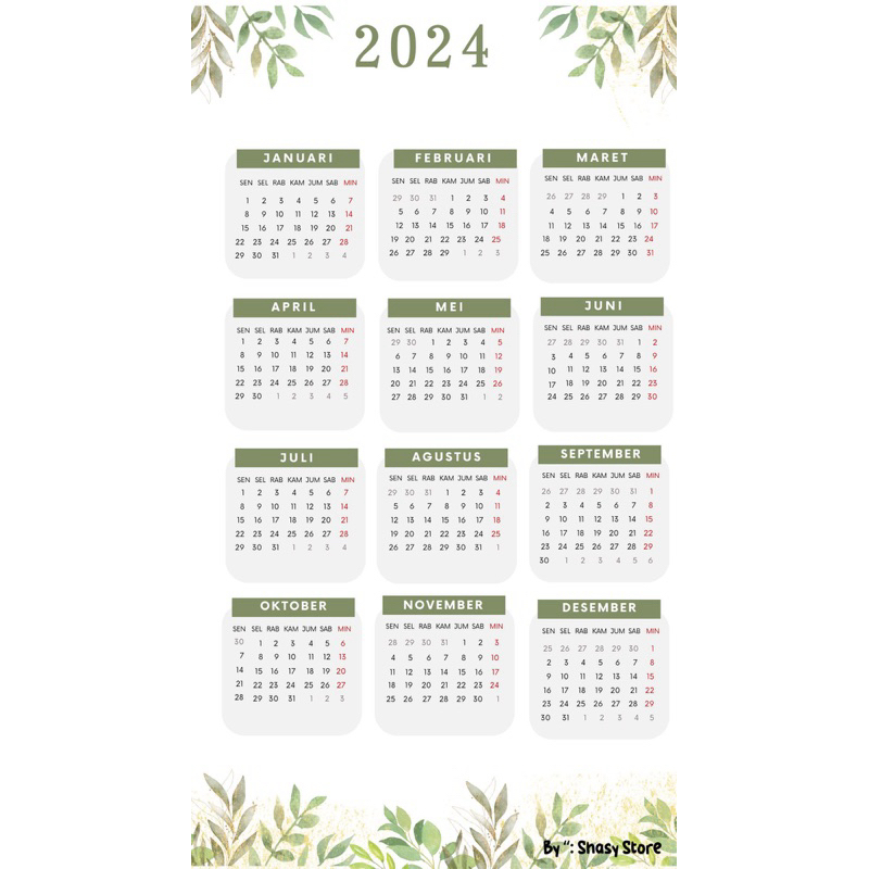 

loose leaf isi binder A6 6 lubang kalender 2024