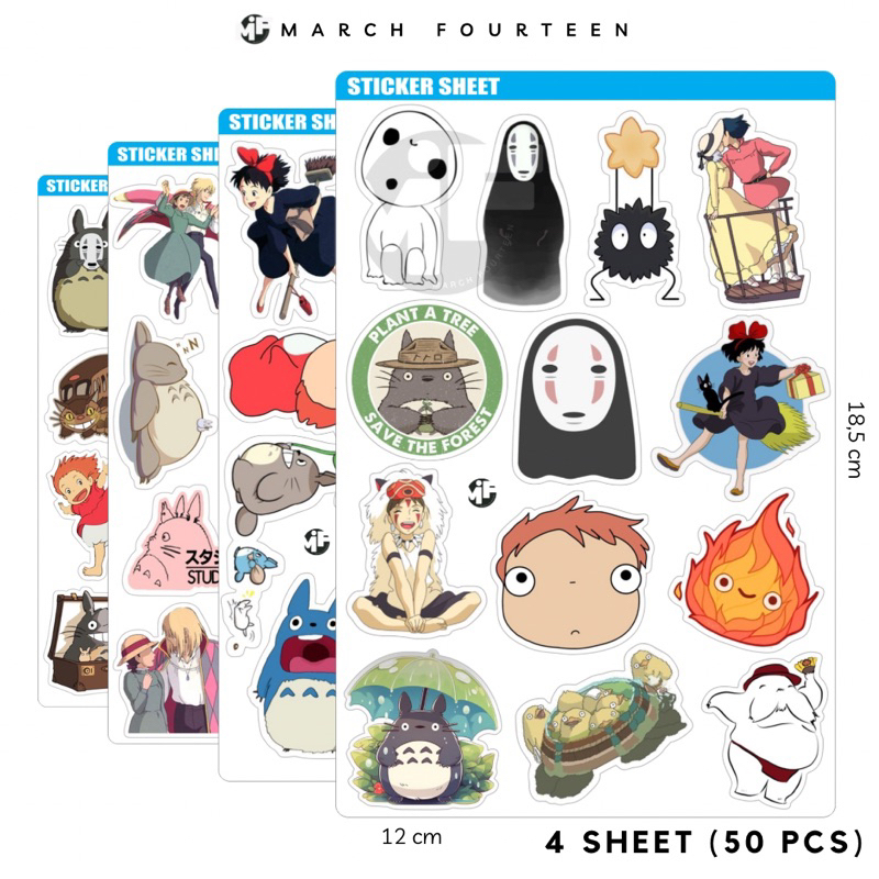 

[50 Pcs] Sticker Studio Ghibli Kiss Cut Vynil Premium Laminasi , Stiker Ghibli Studio Premium Dekorasi Laptop Tumblr Gitar