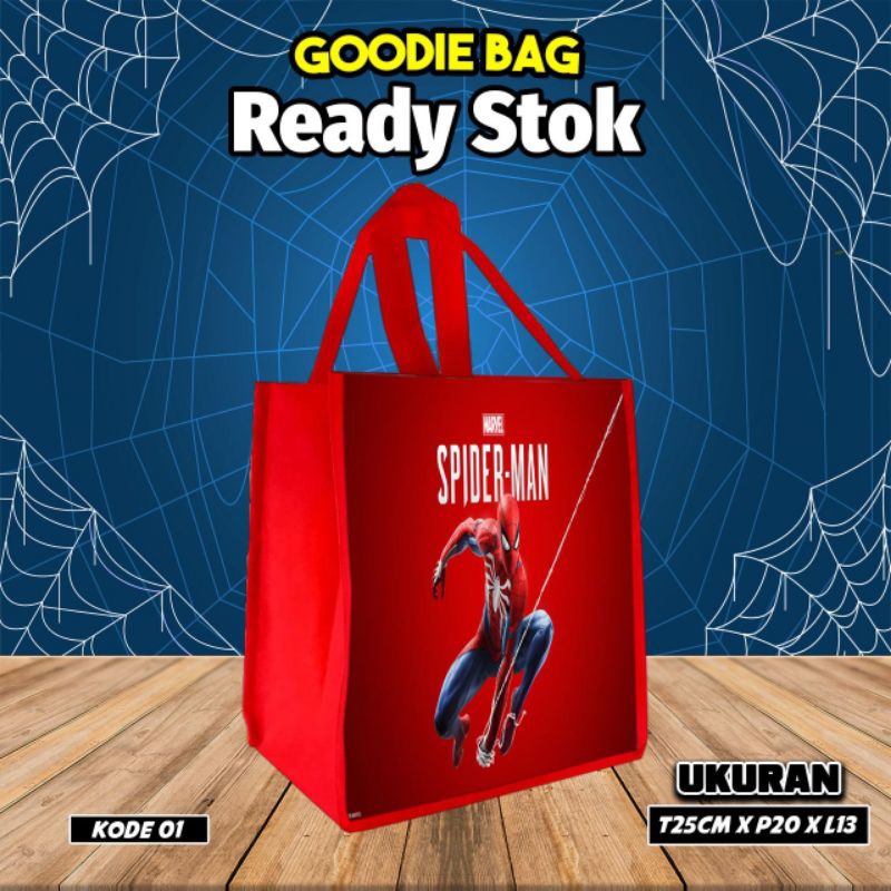 

ISI PER 10PCS TAS KADO GOODIE BAG TERLARIS KARAKTER SPIDERMAN KODE 01