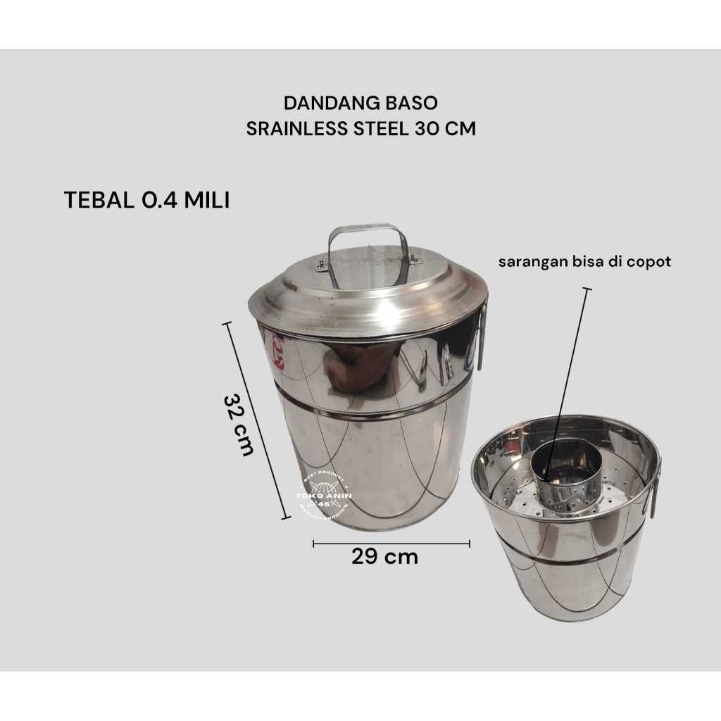 dandang baso stainless steel 30 cm/panci bakso 30 cm stainlees steel