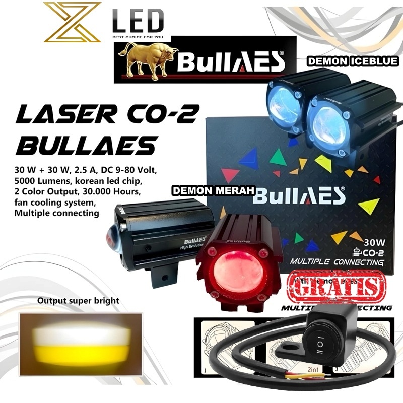 ORIGINAL BULLAES LAMPU TEMBAK LASER CO-2 + DEVIL 30 WATT X1 LASER | LASER NEW AES RX1 BULLAES