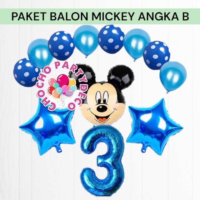 Paket Balon MICKEY MOUSE Angka B / Dekorasi Ulang Tahun Mickey Mouse
