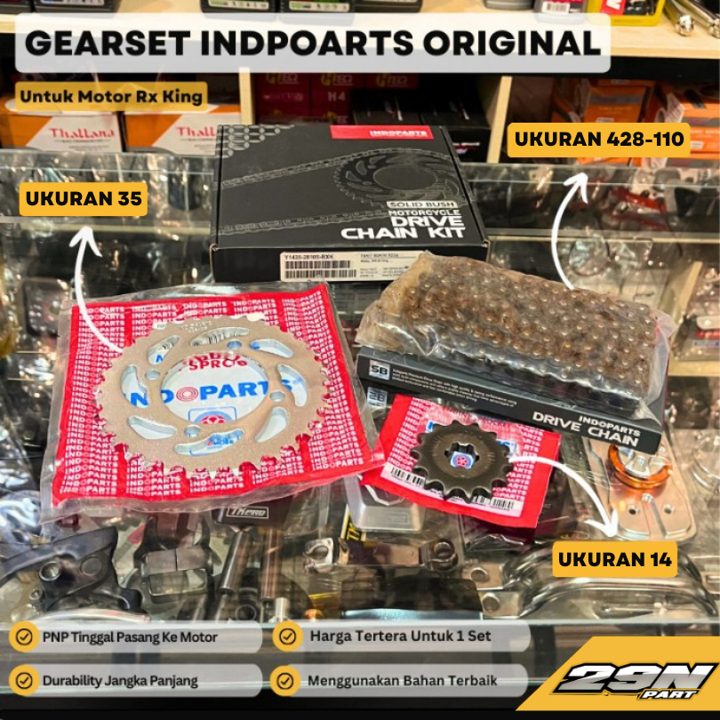 GIRSET GEARSET INDOPART 14T/35T 428H-110 RANTAI SET RX KING VEGA F1