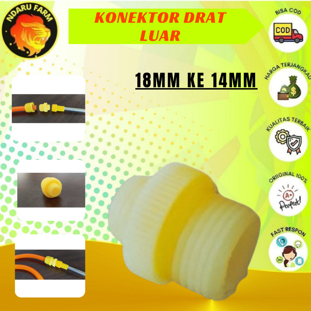 Konektor Stik Sprayer 18 mm drat Luar ke 14 mm Drat Luar - Sambungan Stik ke Selang