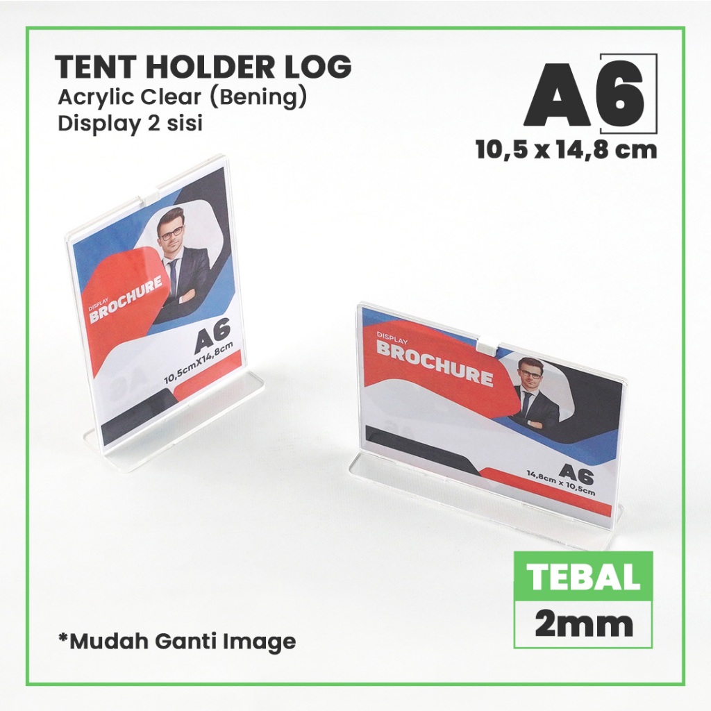 

Tent Holder I Tempat Brosur I Tent Card Akrilik Display A6