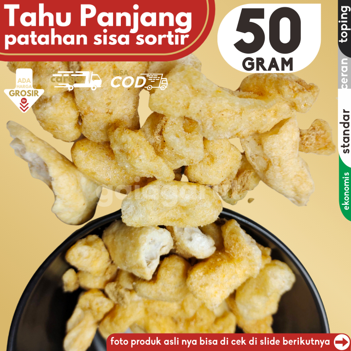 

Cuanki Tahu Panjang KERITING PATAH 50gr Sisa Sortir by GG (Bisa COD/Grosir/Kargo)