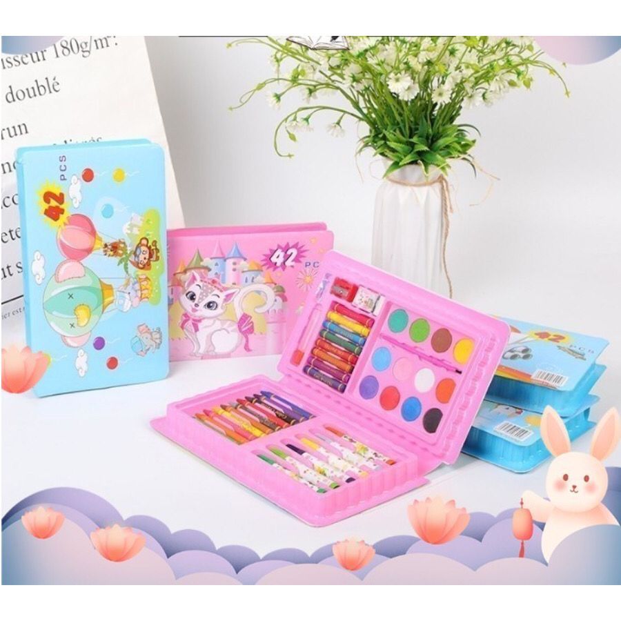 Crayon Pensil Warna Oil Pastel Krayon Lengkap Spidol Warna Isi 42 PCS