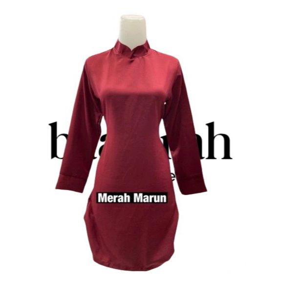 Baju Kurung Melayu Wanita Atasan Tunik Kebaya Polos Modern Adat Malaysia Riau Kondangan Akad Bahan S