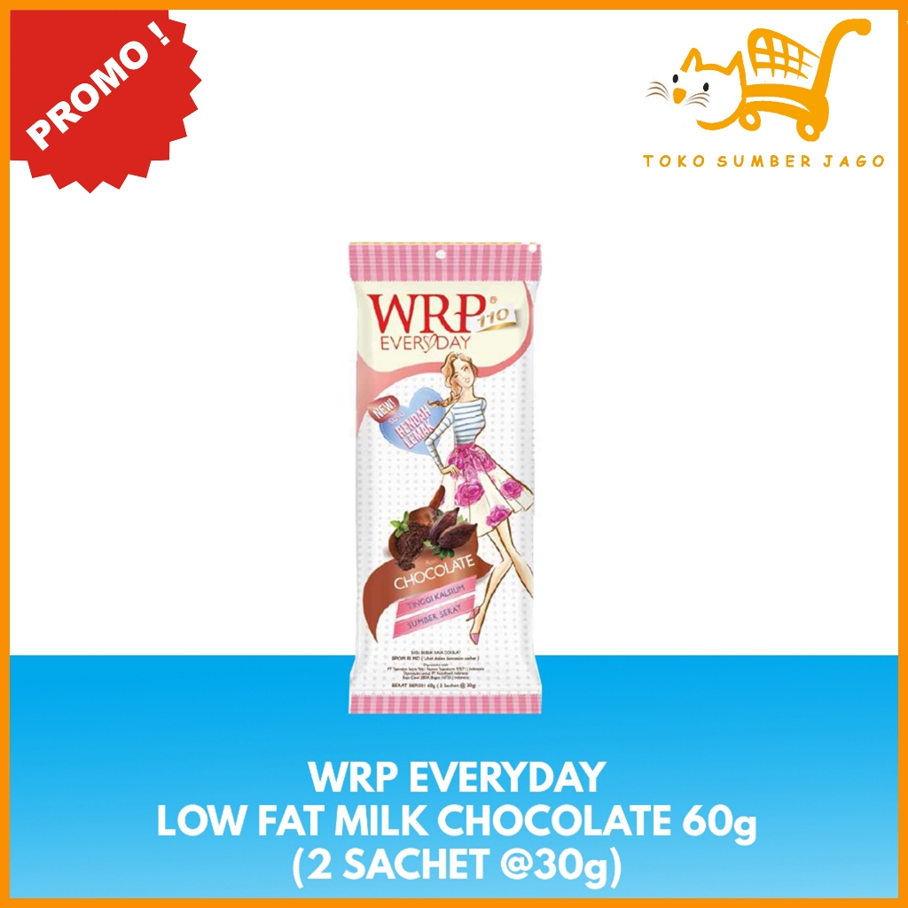 

WRP Everyday Low Fat Milk Chocolate 60gr ( 2 Sachet @30gr )