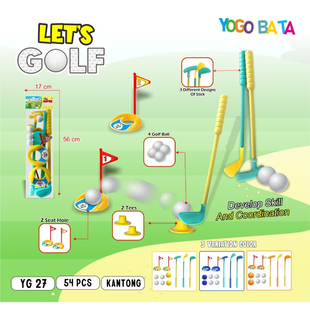 Mainan Edukasi Anak Golf Play Set - Mainan Stik Golf Anak Olahraga YG 27 super stick golf