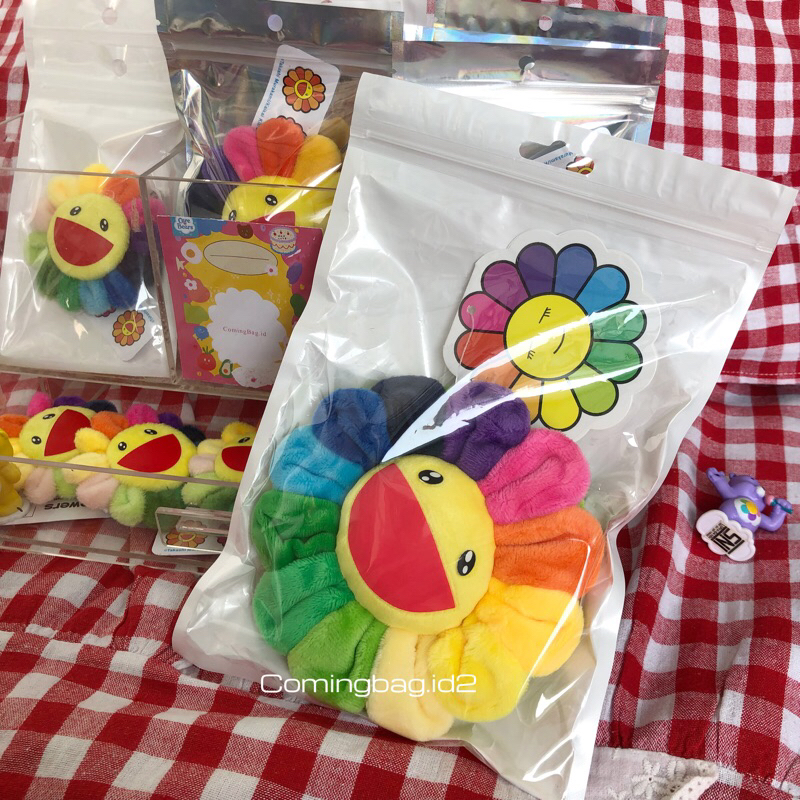 TAKASHI MURAKAMI FLOWER PLUSH POUCH BAG CHARM KEYCHAIN GD jennie blackpink bobby ikon takashi muraka