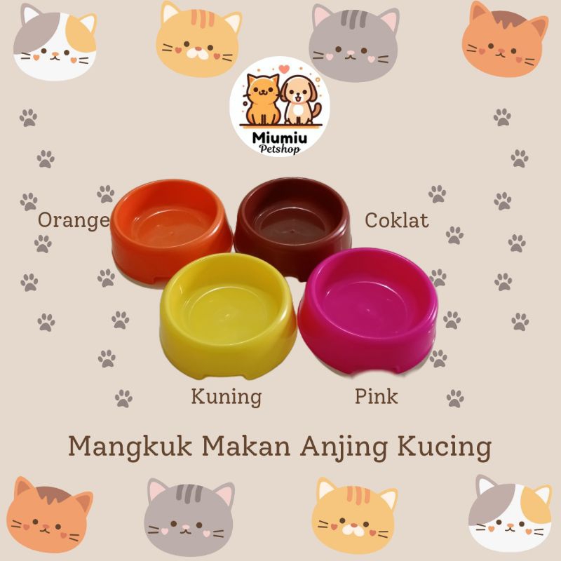 Mangkuk Makan Bulat Kucing Anjing tempat makan plastik kucing