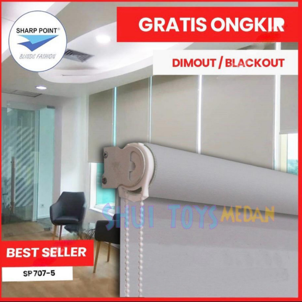 Roller Blind Chain Sistem Kain Dimout / Tirai Gulung / Gorden Gulung