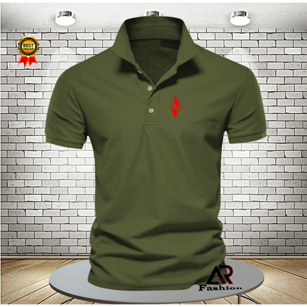 AR FASHIONPOLO SHIRT PRIA/WANITA KAOS POLO KERAH SKECHERS MERAH