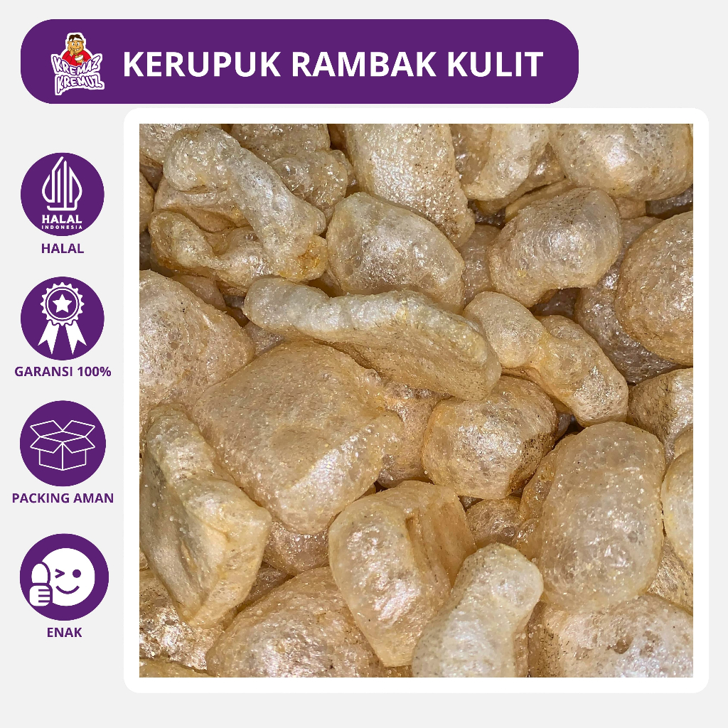 

RAMBAK KULIT / KERUPUK KULIT SAPI / KRUPUK JANGEK GURIH RENYAH 100gr & 50gr