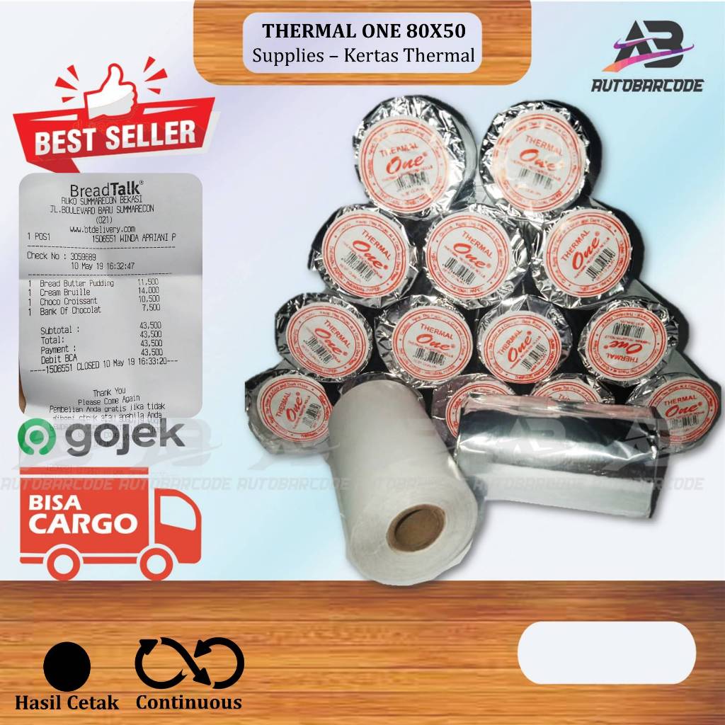 

Thermal ONE 80x50 Kertas Thermal 79X50 Thermal One Support Printer 80MM Kasir Struk Nota Minimarket