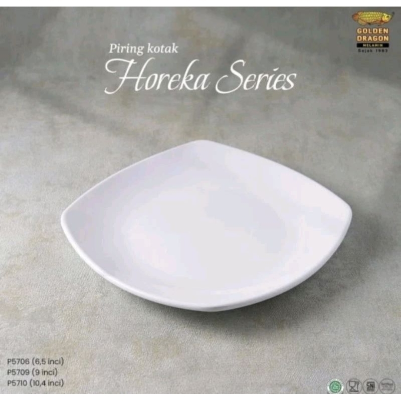 P-5710 Piring Kotak 10.4" Putih Horeka Golden Dragon