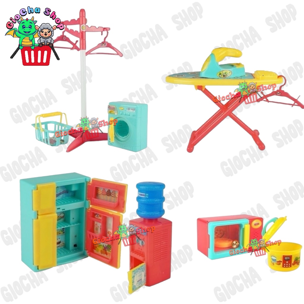 MAINAN ANAK PERALATAN RUMAH TANGGA SETRIKA, MICROWAVE, RICE COOKER, SETRIKA, OVEN, KULKAS, DISPENSER