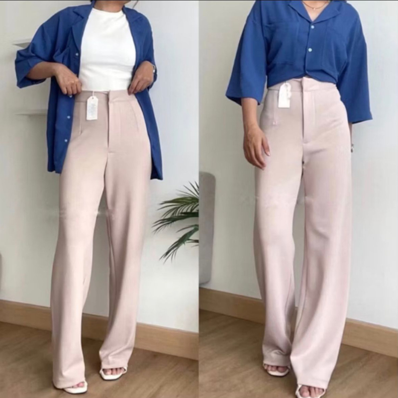 Loose Pants Scuba Wanita  Celana Anti Kusut  Celana Kulot Wanita  Kulot Scuba Premium  Celana Kantor